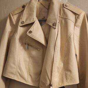 Guess Women's Rochelle Beige Faux Leather Jacket